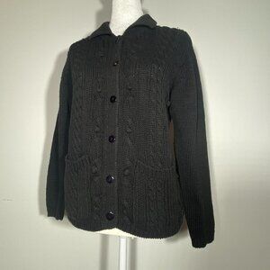 Jenny Buchanan Black Cable Knit Carnigan Petite Small